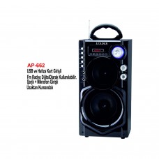 Leader AP-662 BT/Usb/Sd/Fm/Mikrofon Girişli Uzaktan Kumandalı Şarjlı, Bluetooth Taşınabilir Ses Sistemi